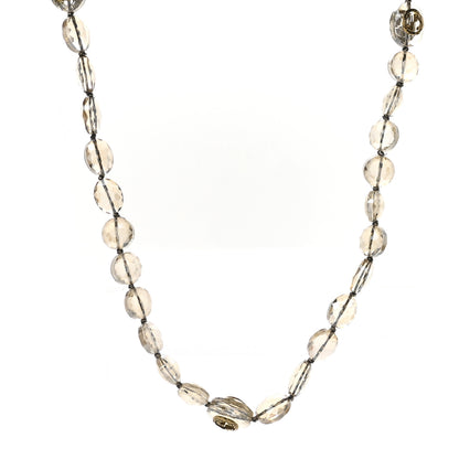 Gucci Metal Crystal Bead Flower Long Necklace Gold 1 of 7