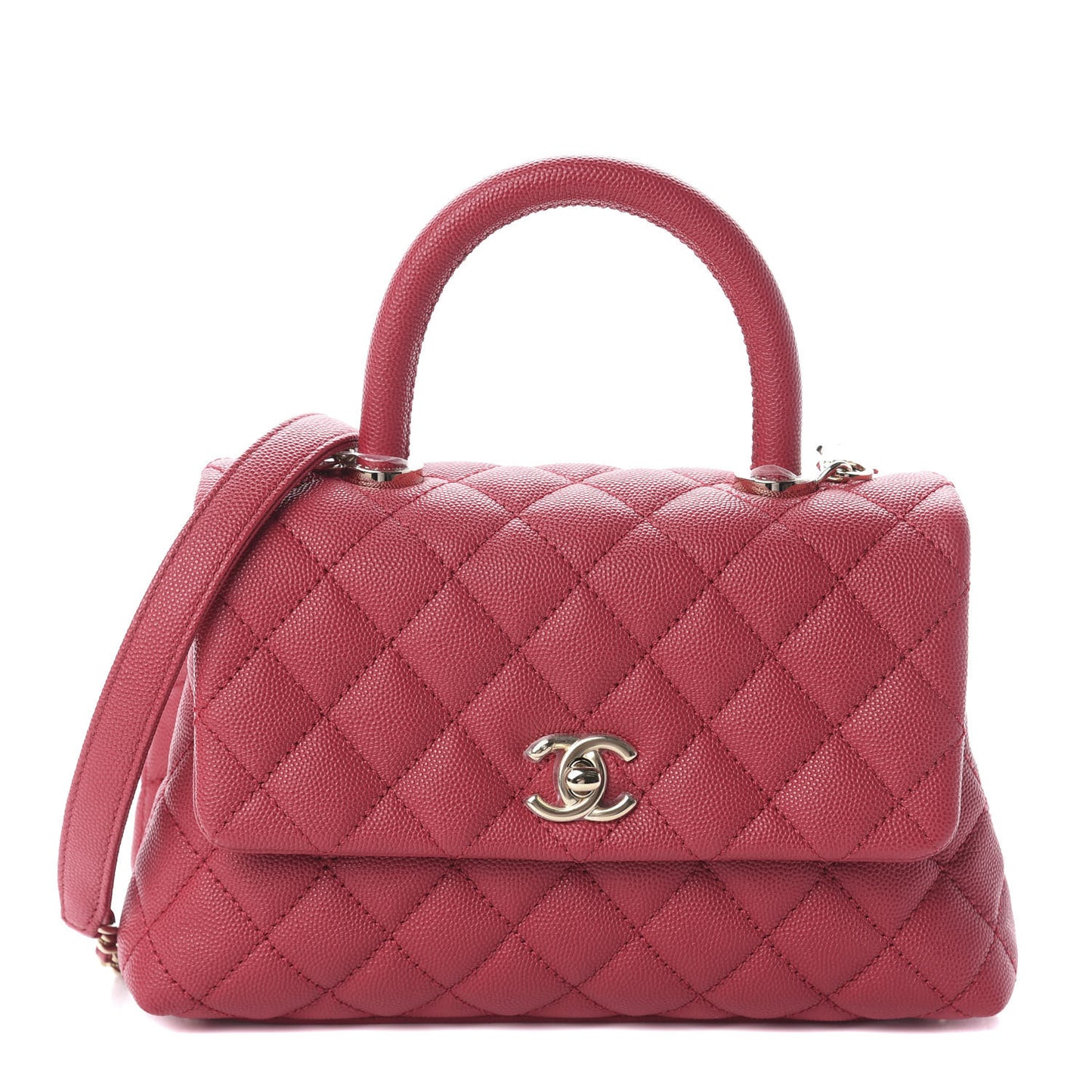 Caviar Quilted Mini Coco Handle Flap Dark Pink
