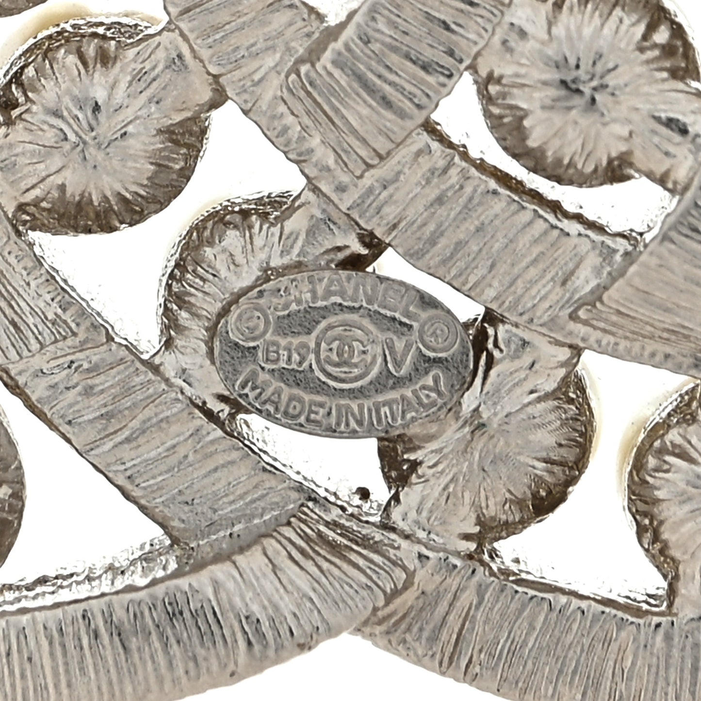 Pearl Crystal CC Brooch Silver