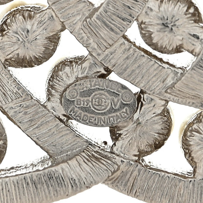 Chanel Pearl Crystal CC Brooch Silver 4 of 4