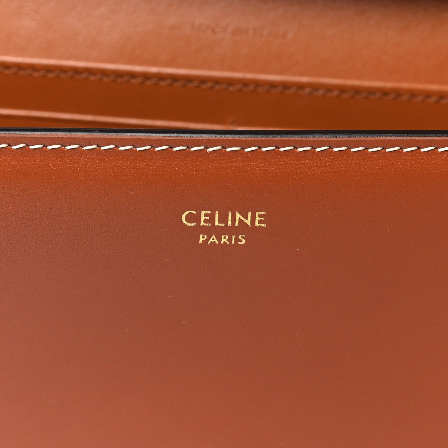 Shiny Calfskin Triomphe Margo Wallet on Chain Tan