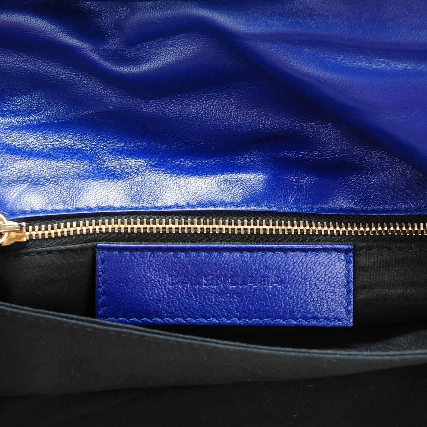 Chevre Gold Metallic Edge Hardware Envelope Clutch Bleu Roi