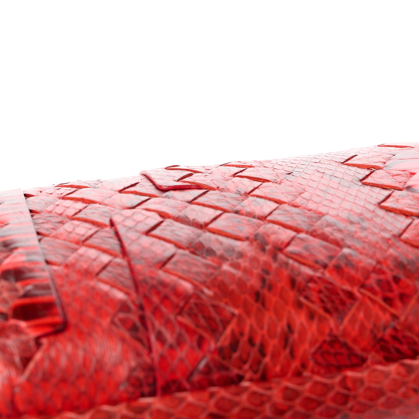 Snakeskin Intrecciato Stretch Knot Clutch Red