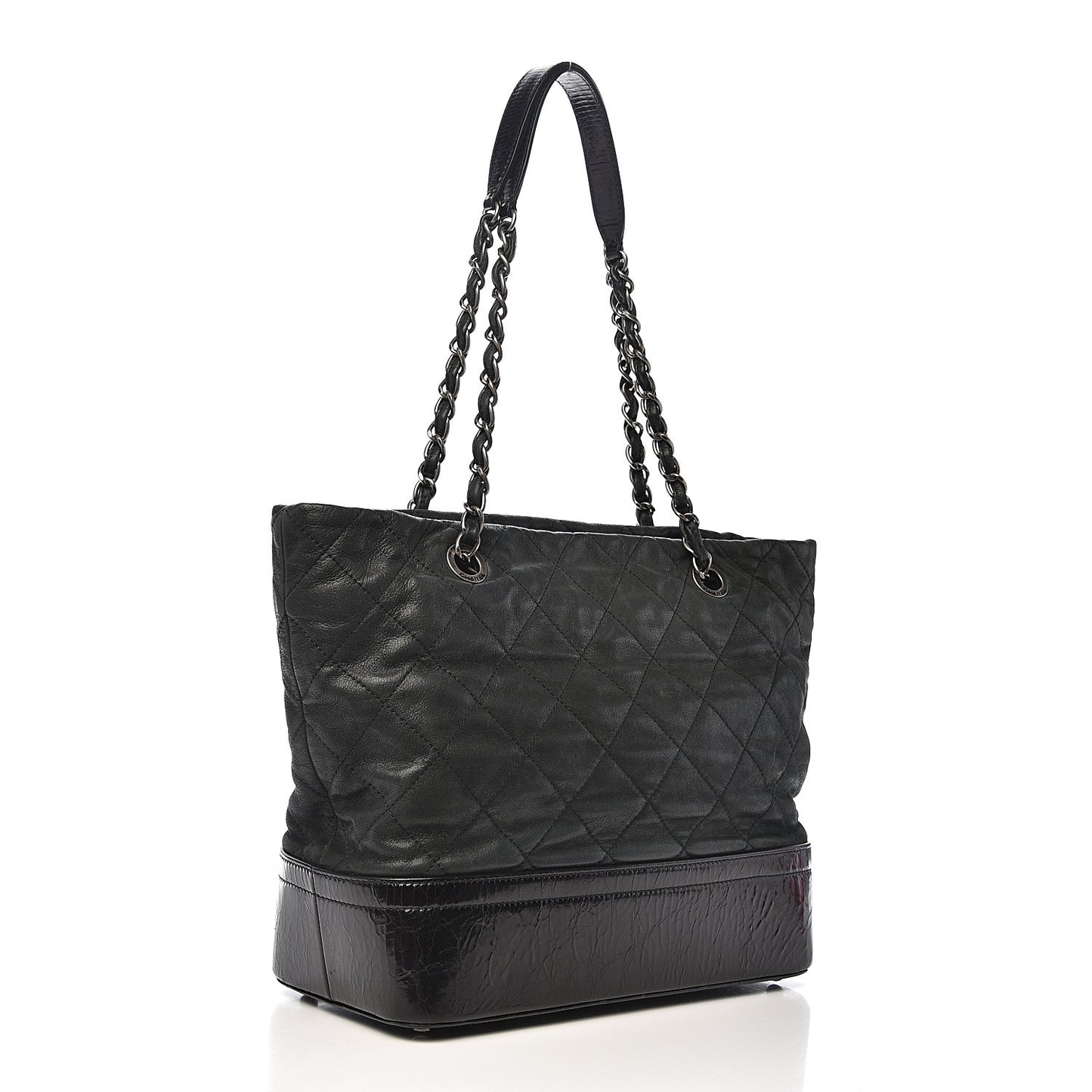 Iridescent Calfskin Quilted Large VIP Tote Black