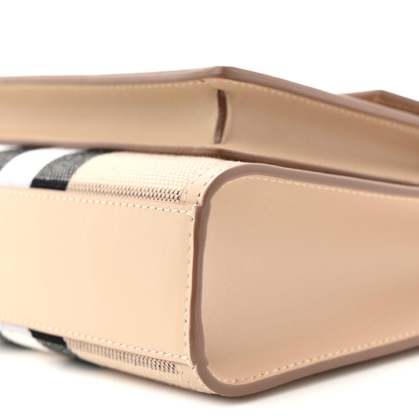 Smooth Calfskin Archive Canvas Check Mini Pocket Bag Dusty Sand