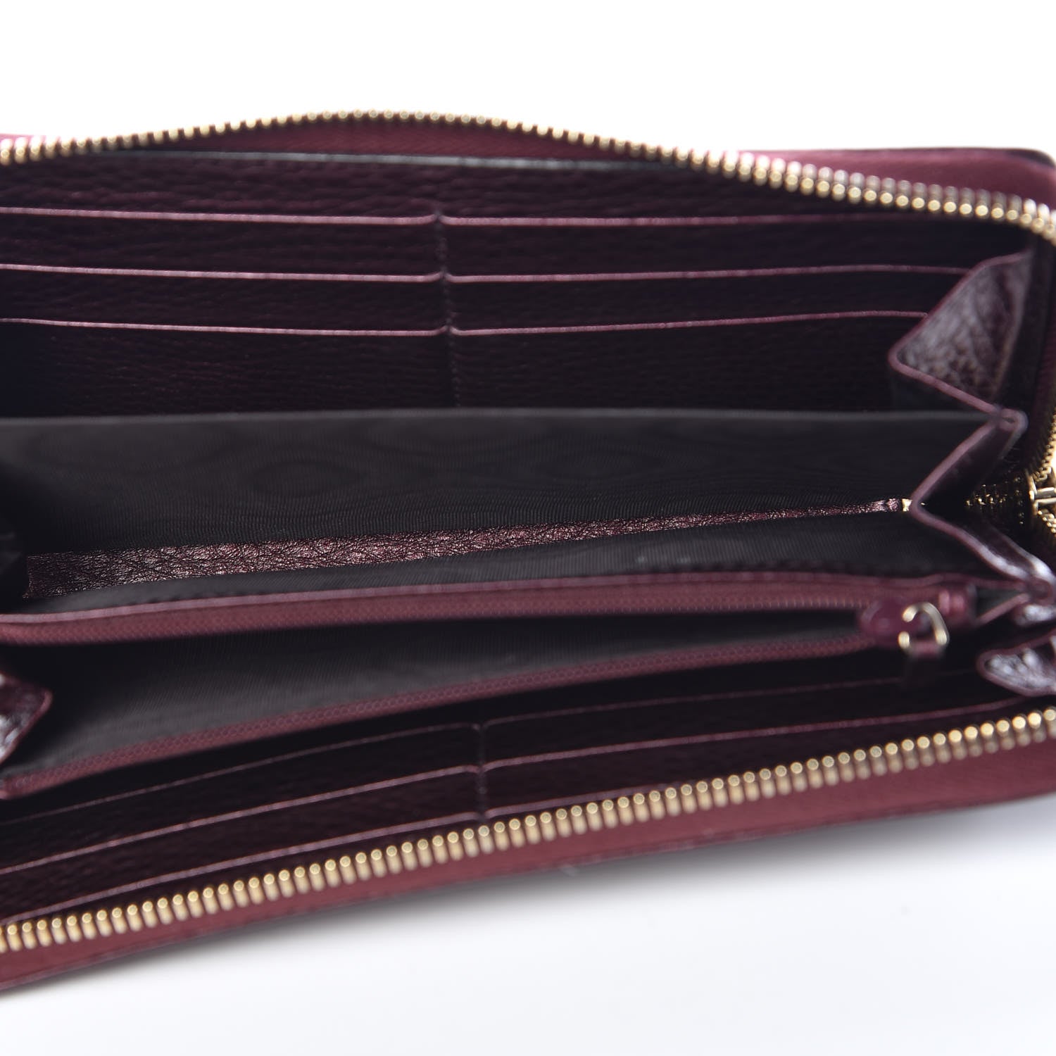 Gucci Metallic Cellarius Calfskin Soho Zip Around Wallet Classic Burgundy 5 of 8