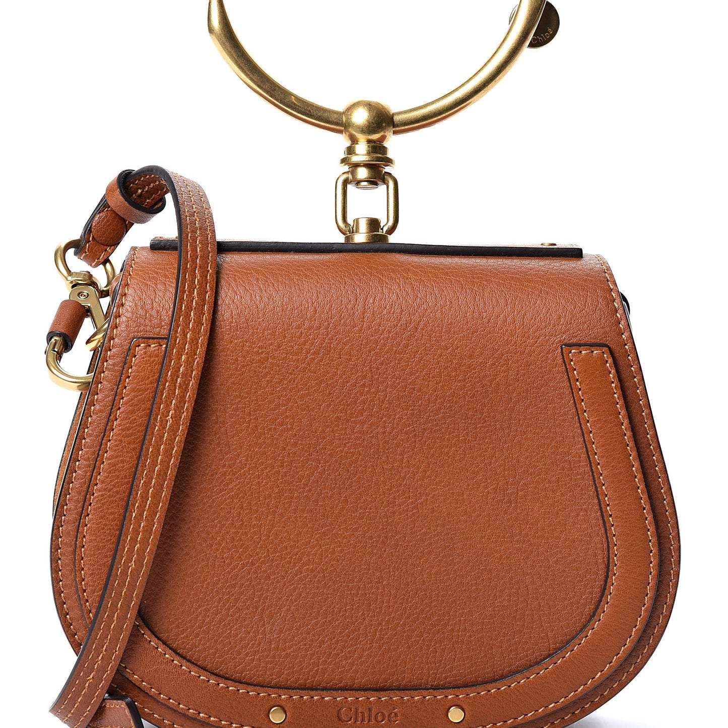Calfskin Suede Small Nile Bracelet Bag Caramel
