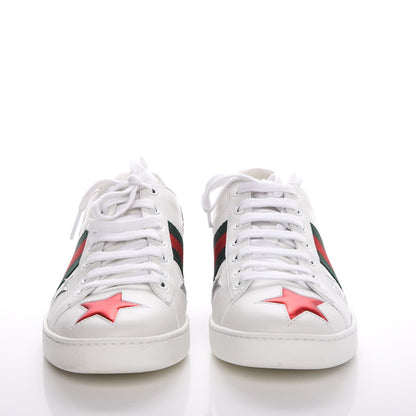 Gucci Calfskin Ayers Web Star Embroidered Mens Ace Sneakers 37.5 White Multi 2 of 14