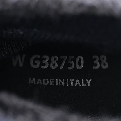 Chanel Knit Fabric Suede Calfskin Womens CC Sneakers 38 Navy Black 8 of 8