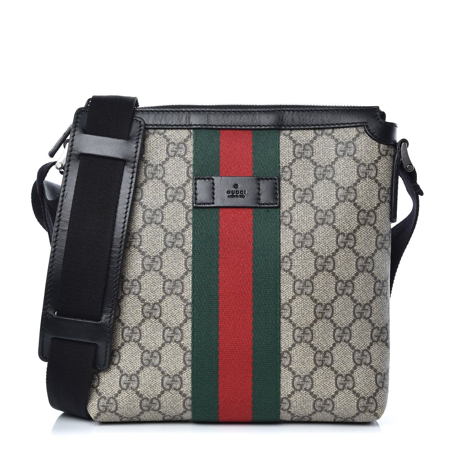 Gucci GG Supreme Monogram Web Messenger Bag Black 1 of 12