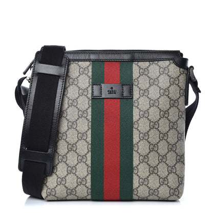 Gucci GG Supreme Monogram Web Messenger Bag Black 1 of 12