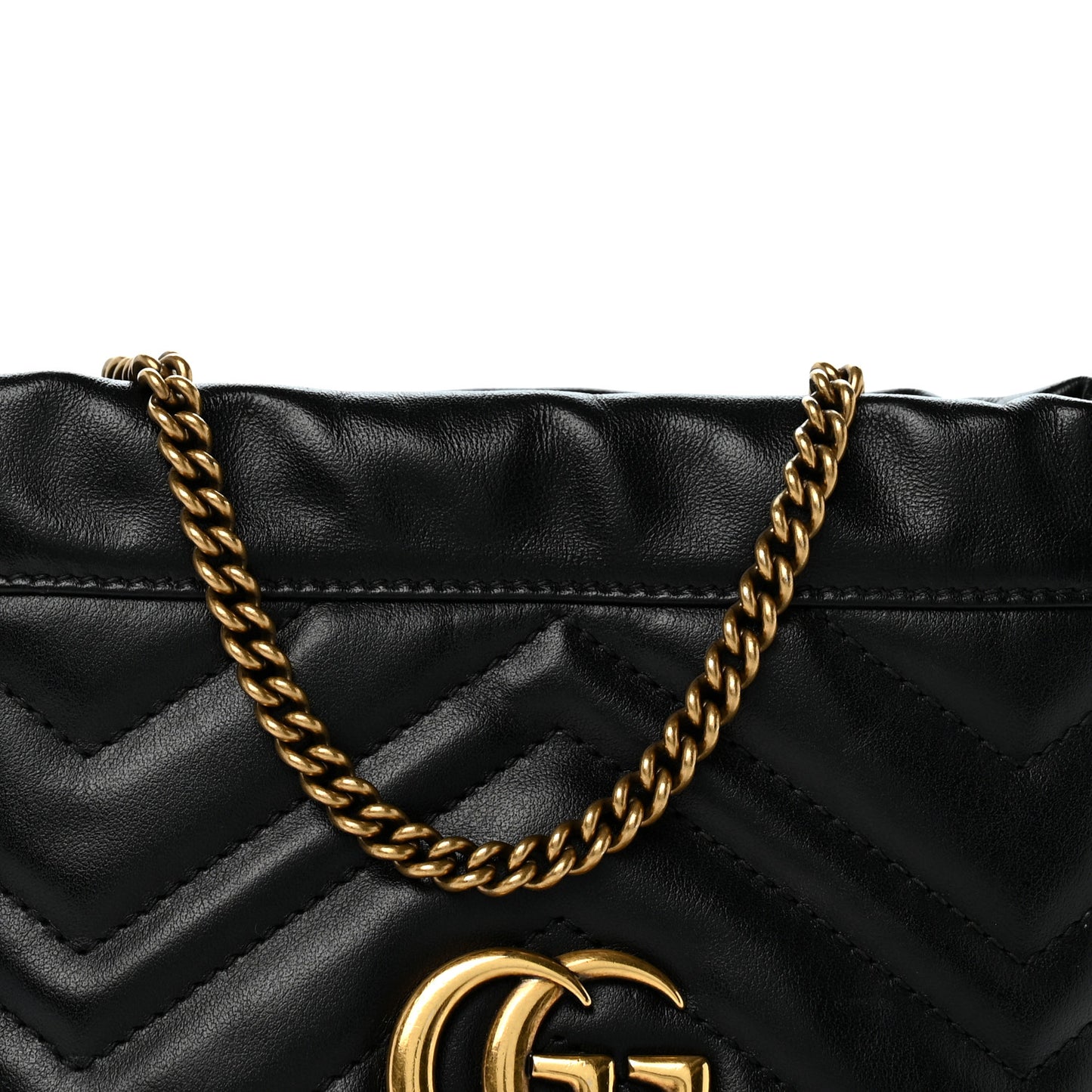 Calfskin Matelasse Mini GG Marmont 2.0 Bucket Bag Black