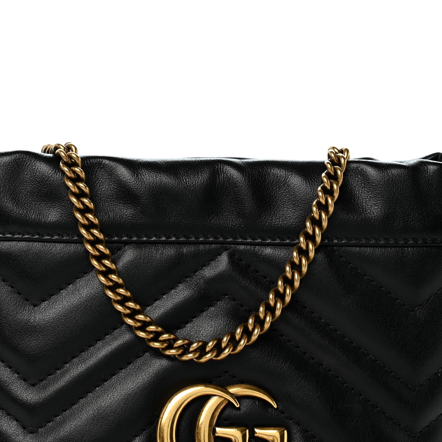Gucci Calfskin Matelasse Mini GG Marmont 2.0 Bucket Bag Black 7 of 10