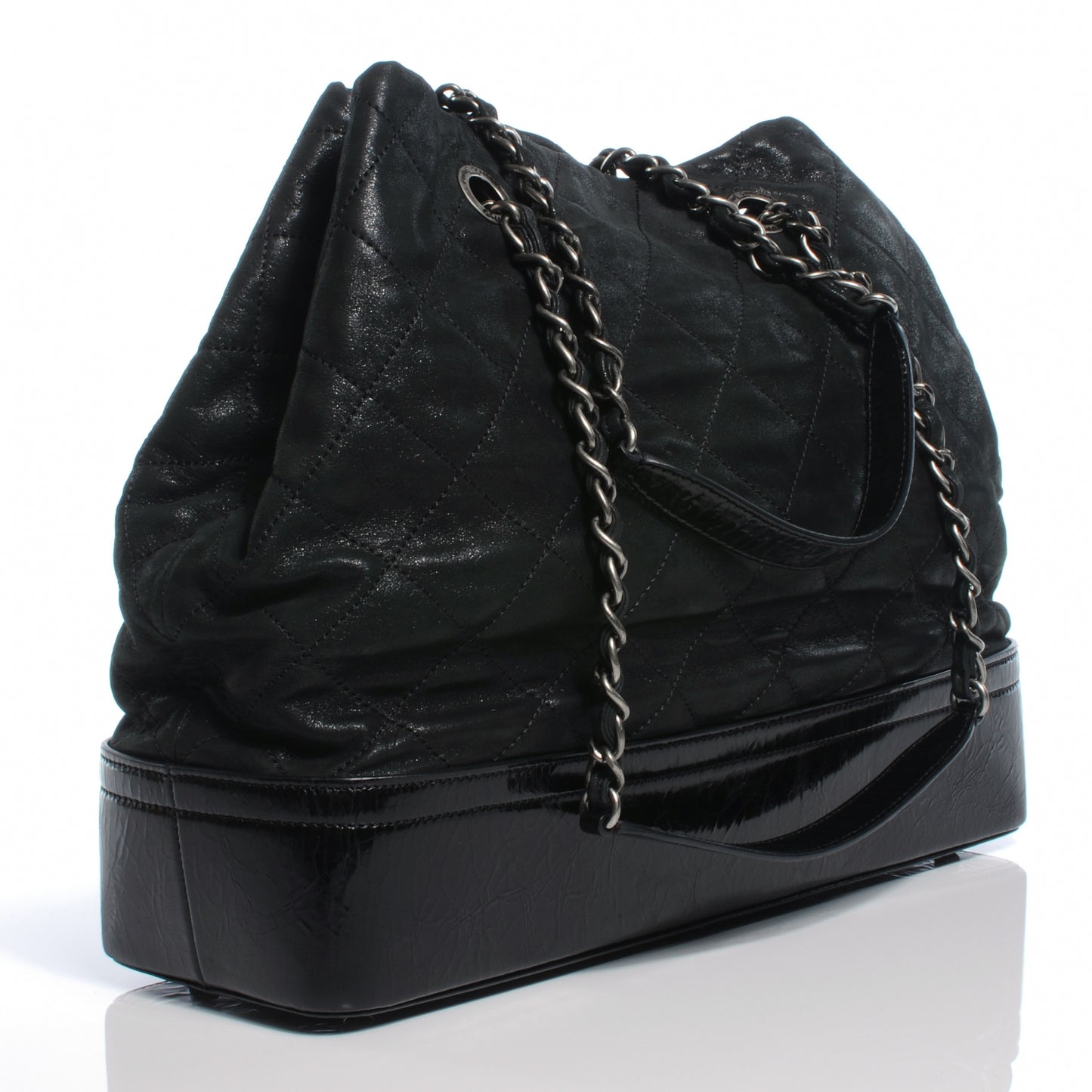 Iridescent Calfskin VIP Shopping Tote Black