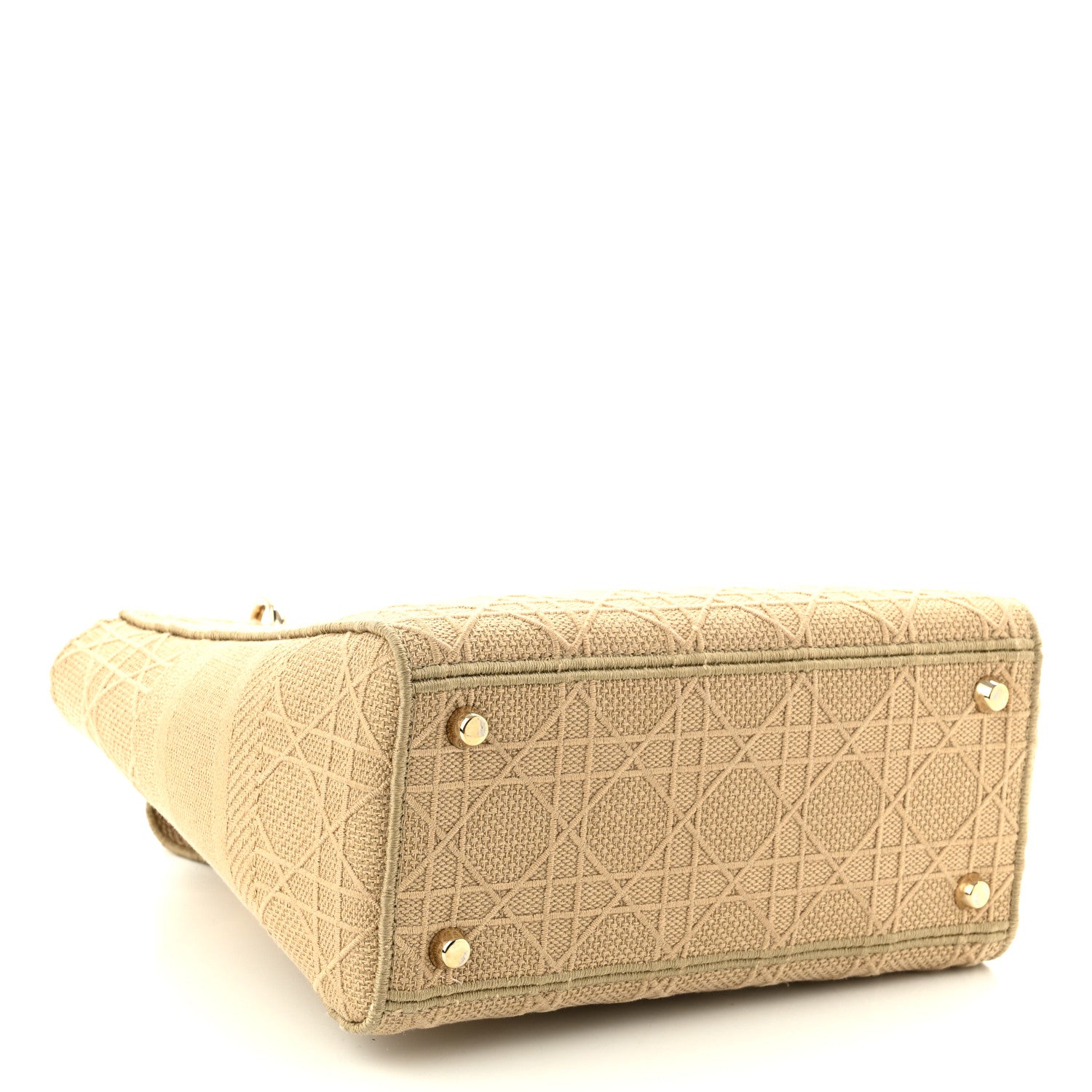 Christian Dior Canvas Embroidered Cannage Medium Lady D-Lite Beige 4 of 9