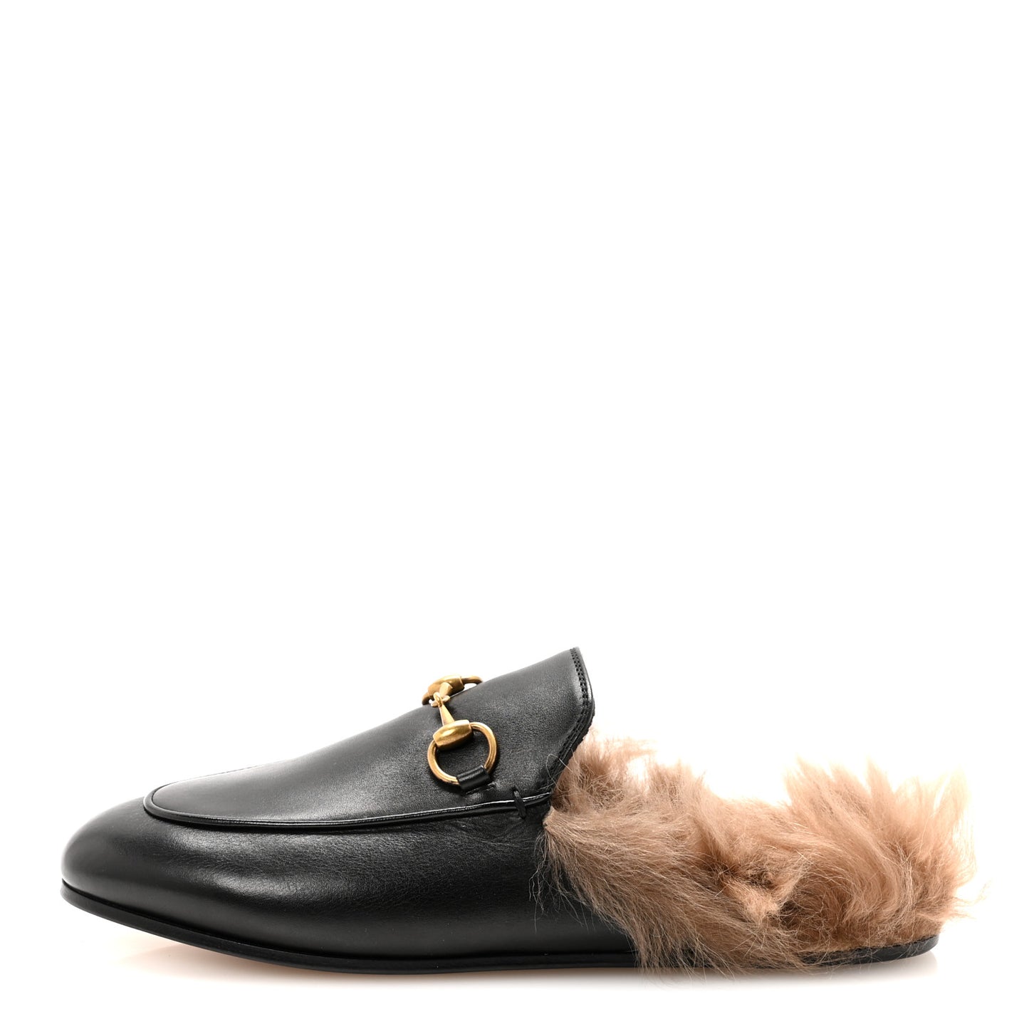 Calfskin Fur Womens Princetown Slippers 36 Black