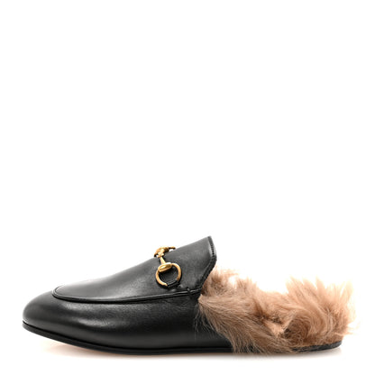 Gucci Calfskin Fur Womens Princetown Slippers 36 Black 1 of 8