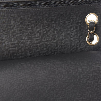 Chanel Caviar Chevron Quilted Medium Double Flap Black 11 of 18