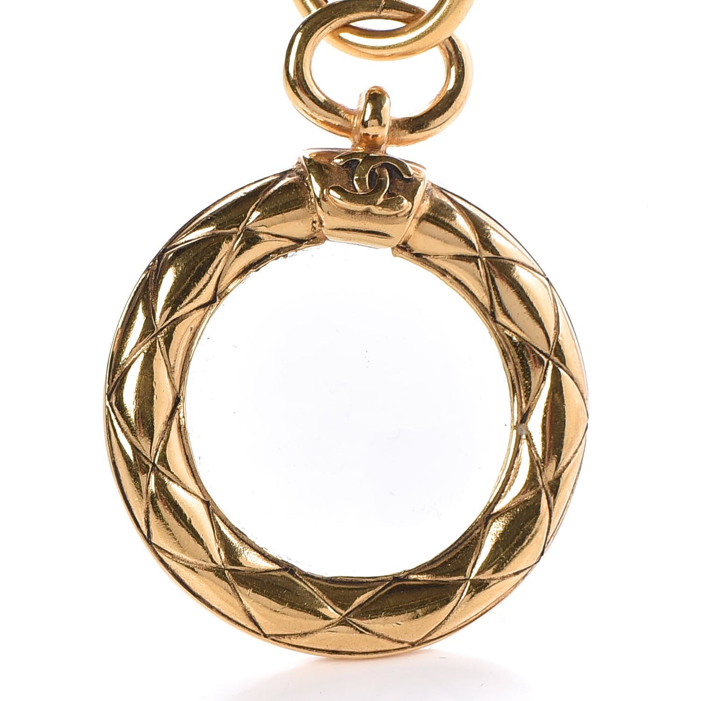 CC Quilted Loupe Chain Necklace Gold