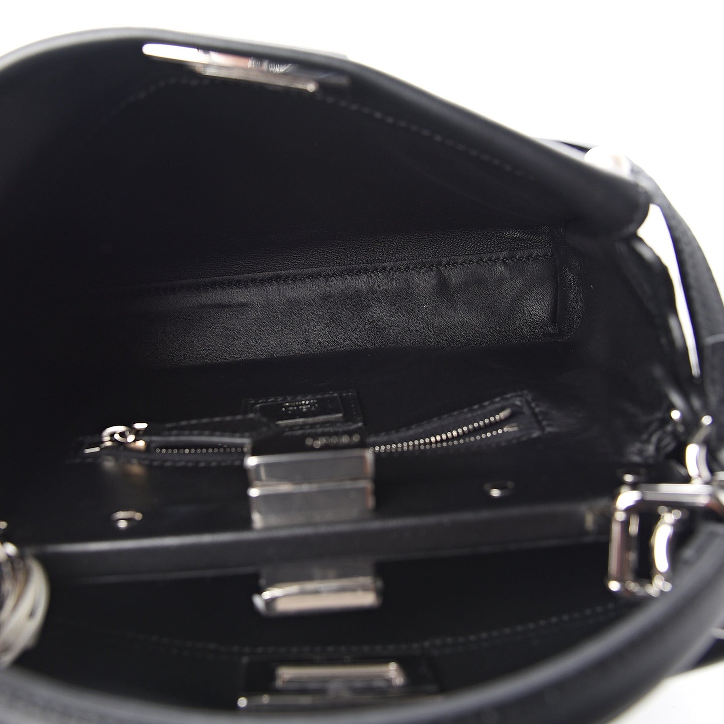 Vitello Seta Shiny Nappa Pearl Scallopped Studded Mini Peekaboo Iconic Satchel Black