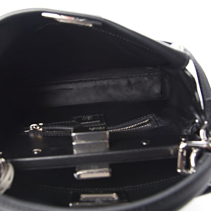 Fendi Vitello Seta Shiny Nappa Pearl Scallopped Studded Mini Peekaboo Iconic Satchel Black 5 of 9