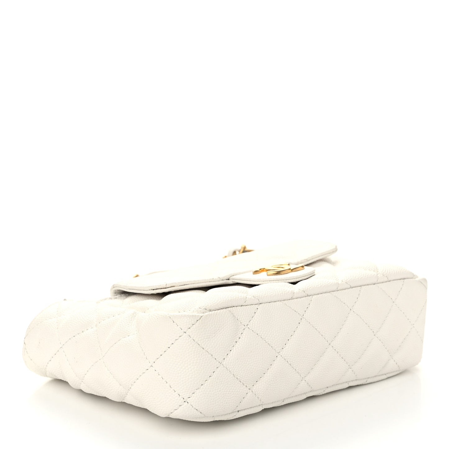 Caviar Quilted Small Wavy CC Hobo White