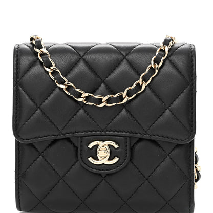 Chanel Lambskin Quilted Wallet With Chain Black 10 of 13