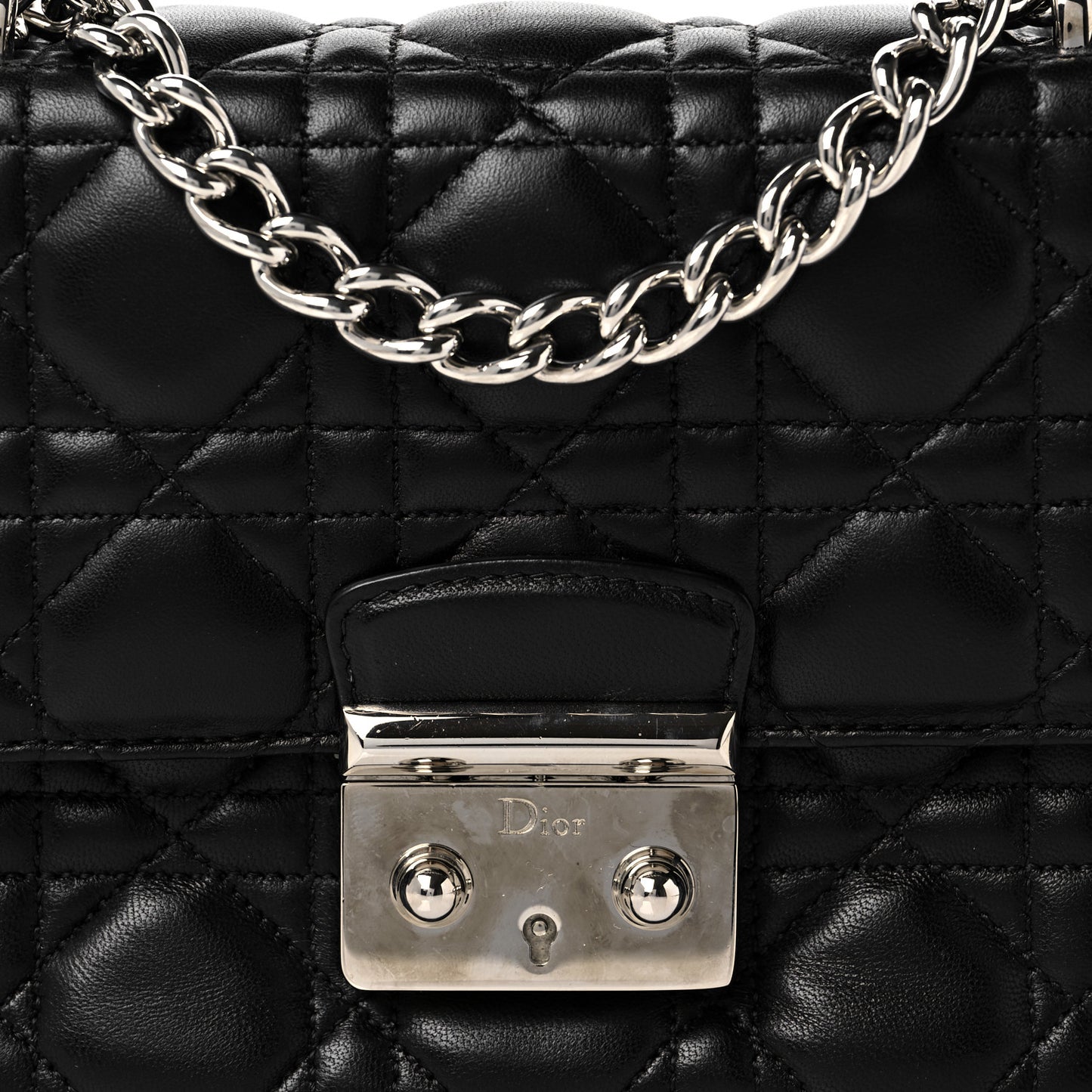 Lambskin Cannage Mini Miss Dior Flap Black