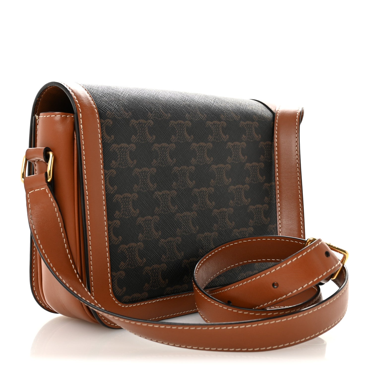 Celine Triomphe Canvas Calfskin Medium Triomphe Bag Tan 3 of 11