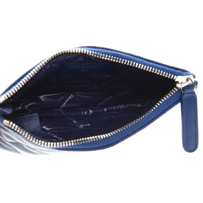 Chanel Lambskin Quilted Small Cosmetic Case Blue 6 of 9