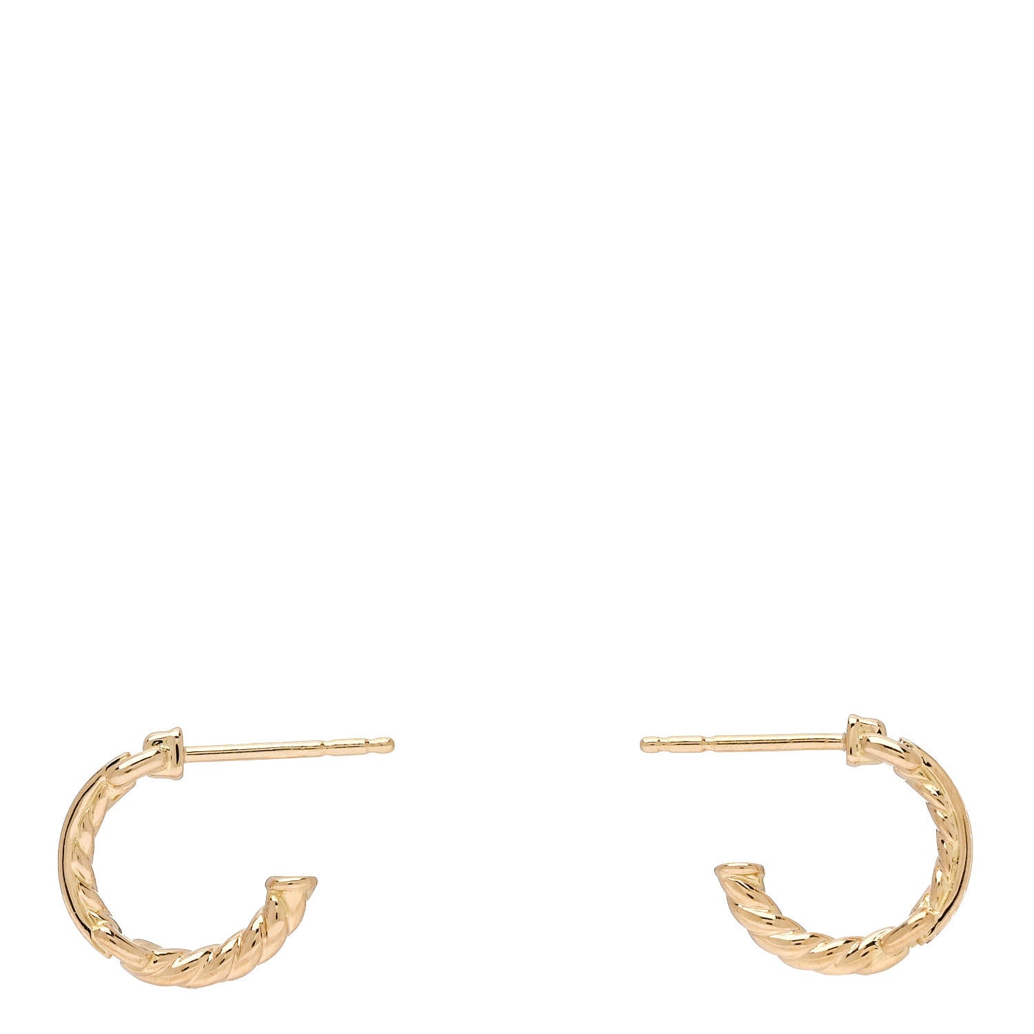David Yurman 18K Yellow Gold Diamond Petit Pave Huggie Hoop Earrings 3 of 4