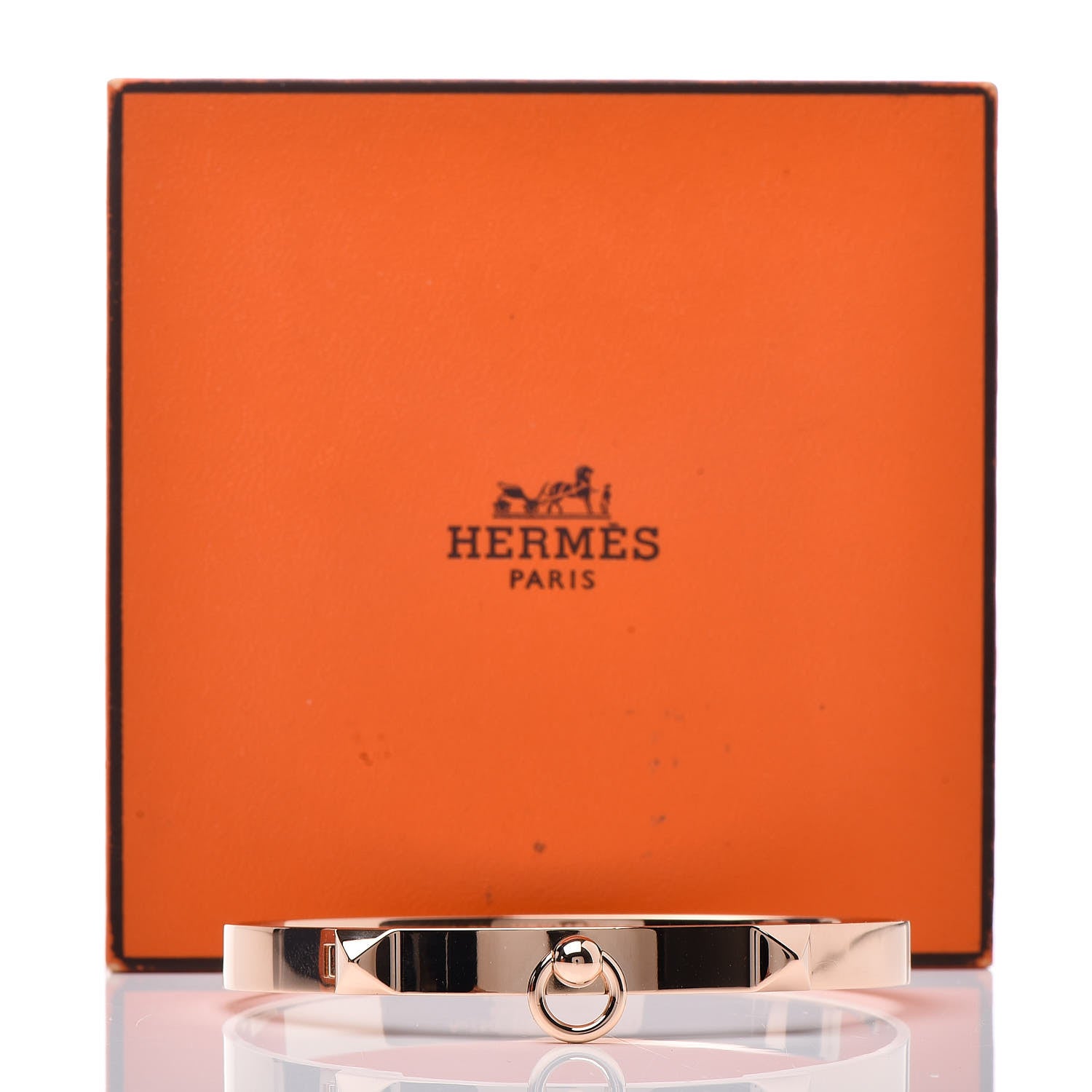 Hermes 18K Rose Gold PM Collier De Chien Bracelet LG 5 of 5