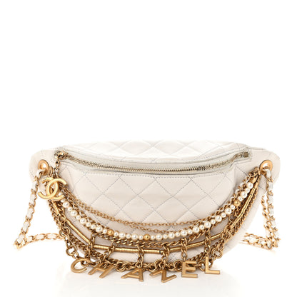 Chanel Lambskin Quilted All About Chains Waist Belt Bag White 1 of 11
