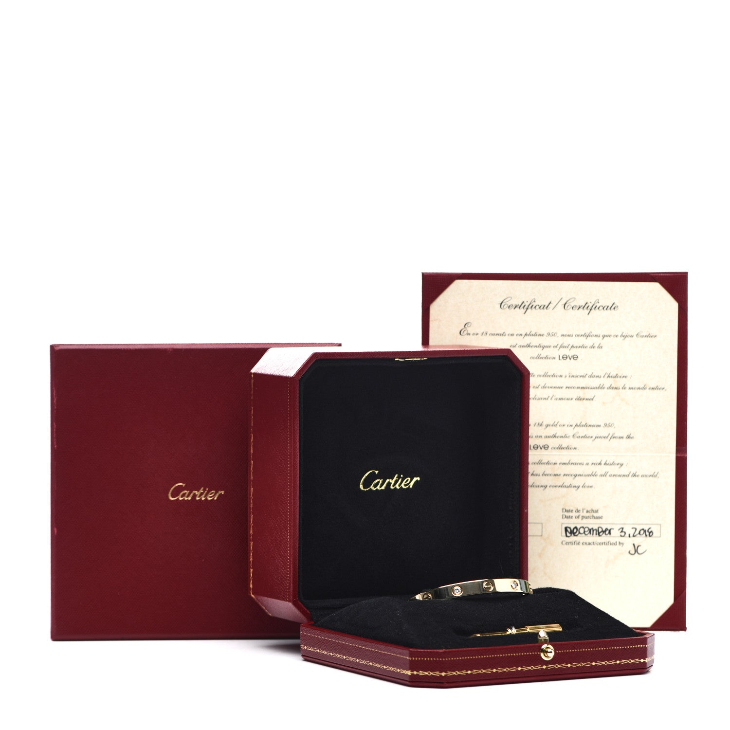 Cartier 18K Yellow Gold 4 Diamond LOVE Bracelet 16 8 of 8
