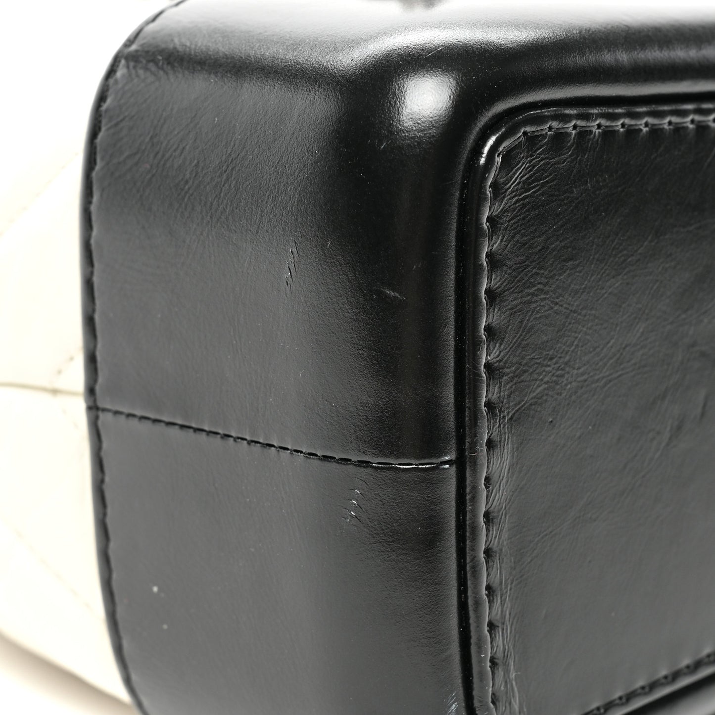 Aged Calfskin Chevron Quilted Small Gabrielle Backpack Black White