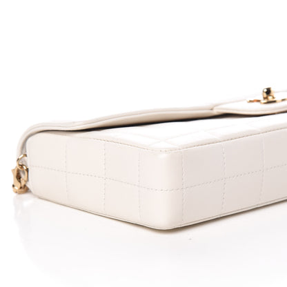 Chanel Lambskin East West Chocolate Bar Flap White 5 of 12