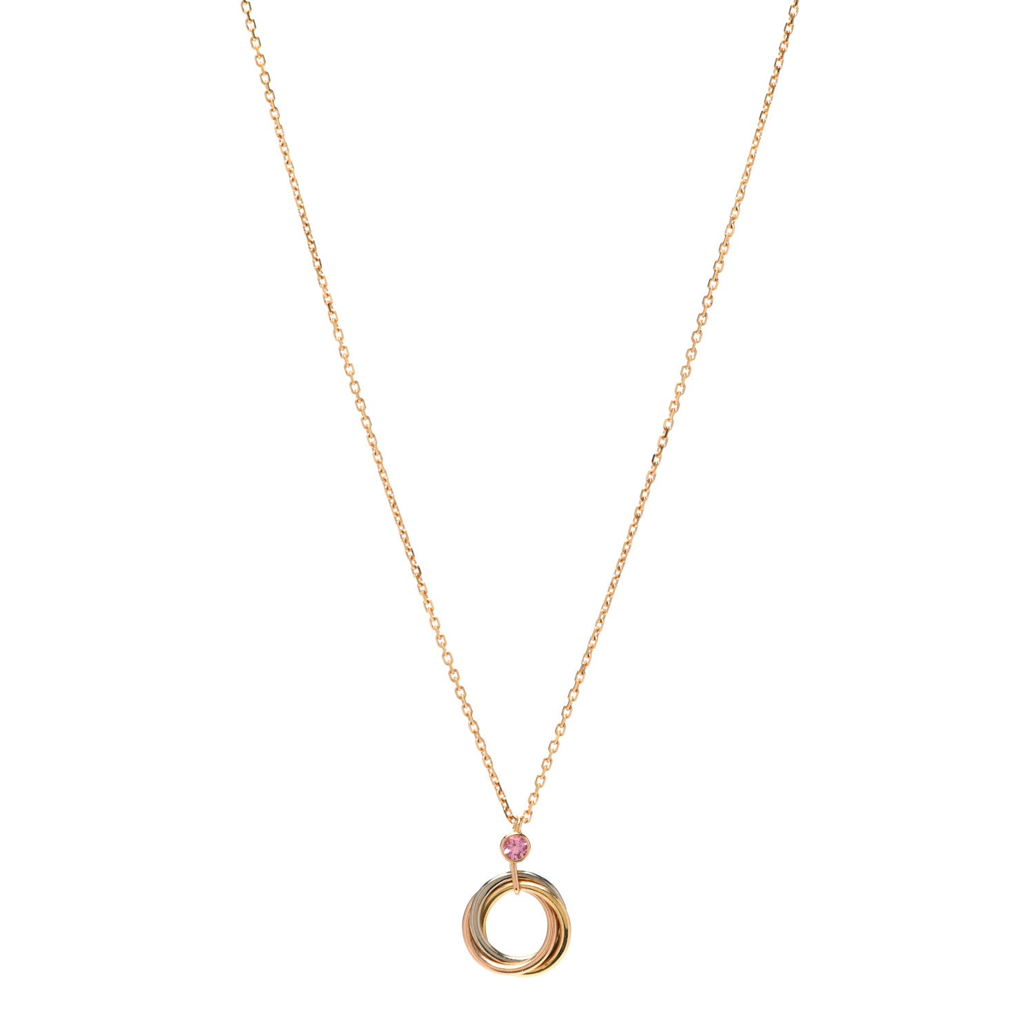 Cartier 18K Pink Yellow White Gold Pink Spinel Trinity Pendant Necklace 1 of 6