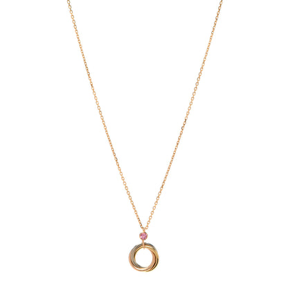 Cartier 18K Pink Yellow White Gold Pink Spinel Trinity Pendant Necklace 1 of 6