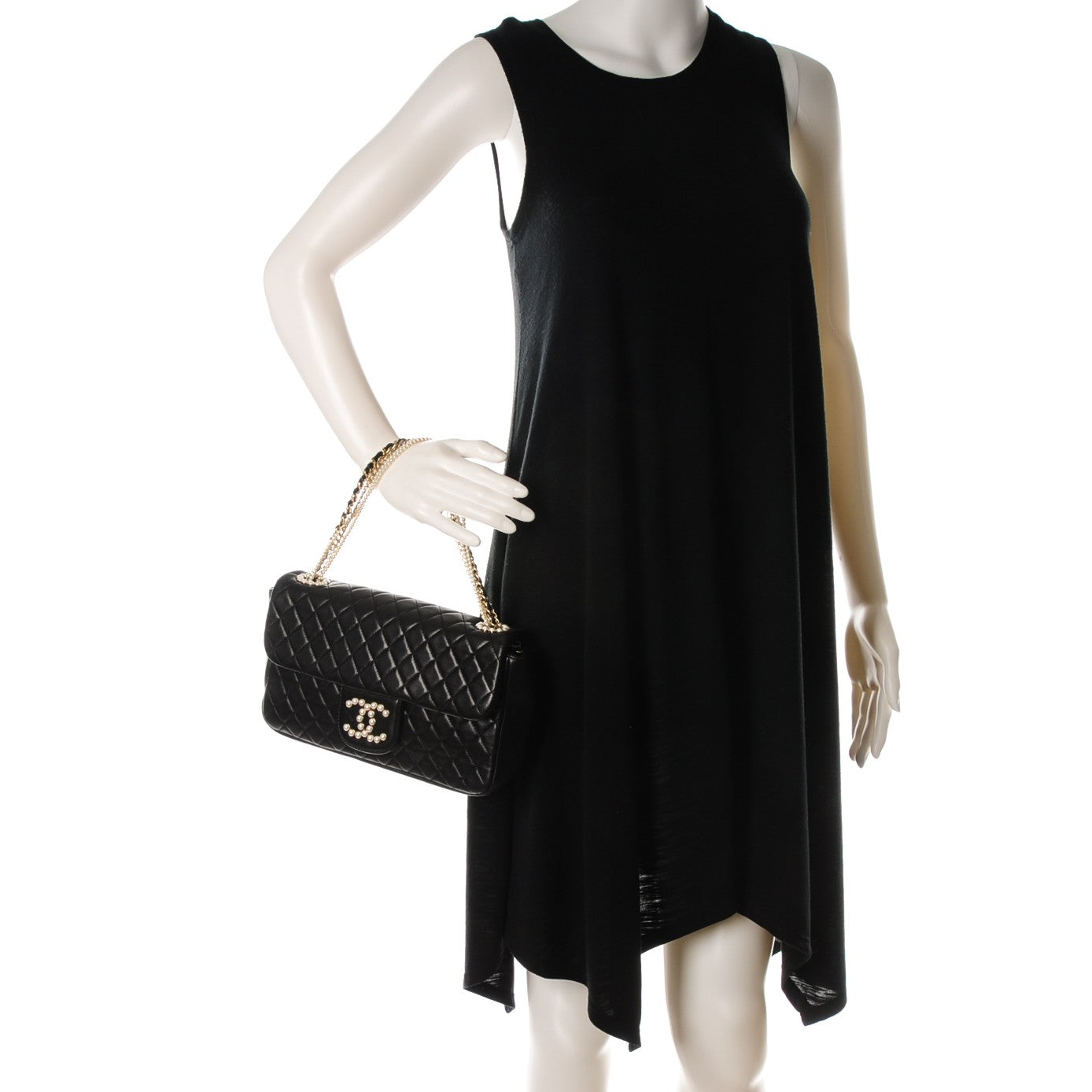 Chanel Lambskin Quilted Medium Westminster Pearl Flap Black 2 of 7