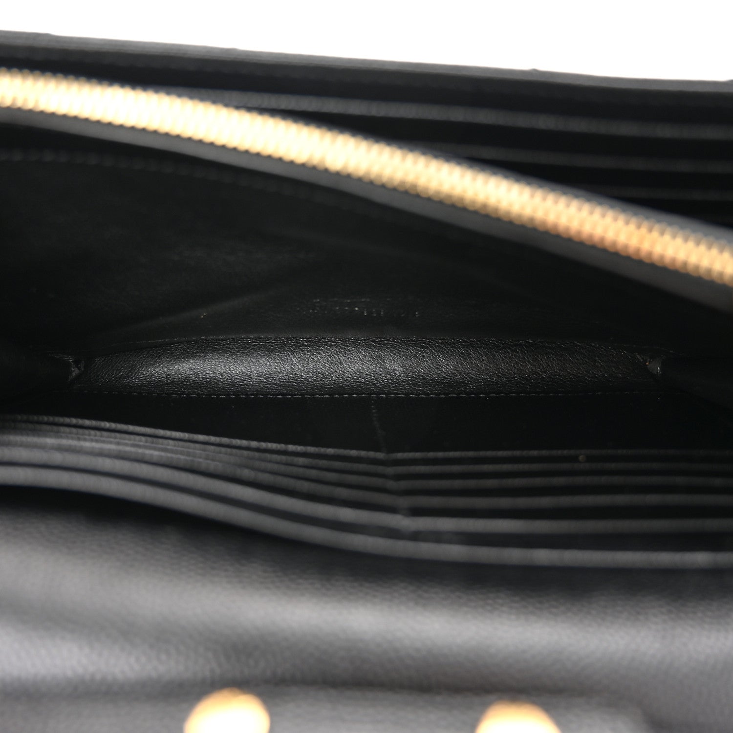 Saint Laurent Grain De Poudre Matelasse Chevron Monogram Chain Wallet Black 5 of 10