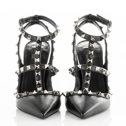 Valentino Garavani Nappa Rockstud Ankle Strap Pumps 37 Black 2 of 8