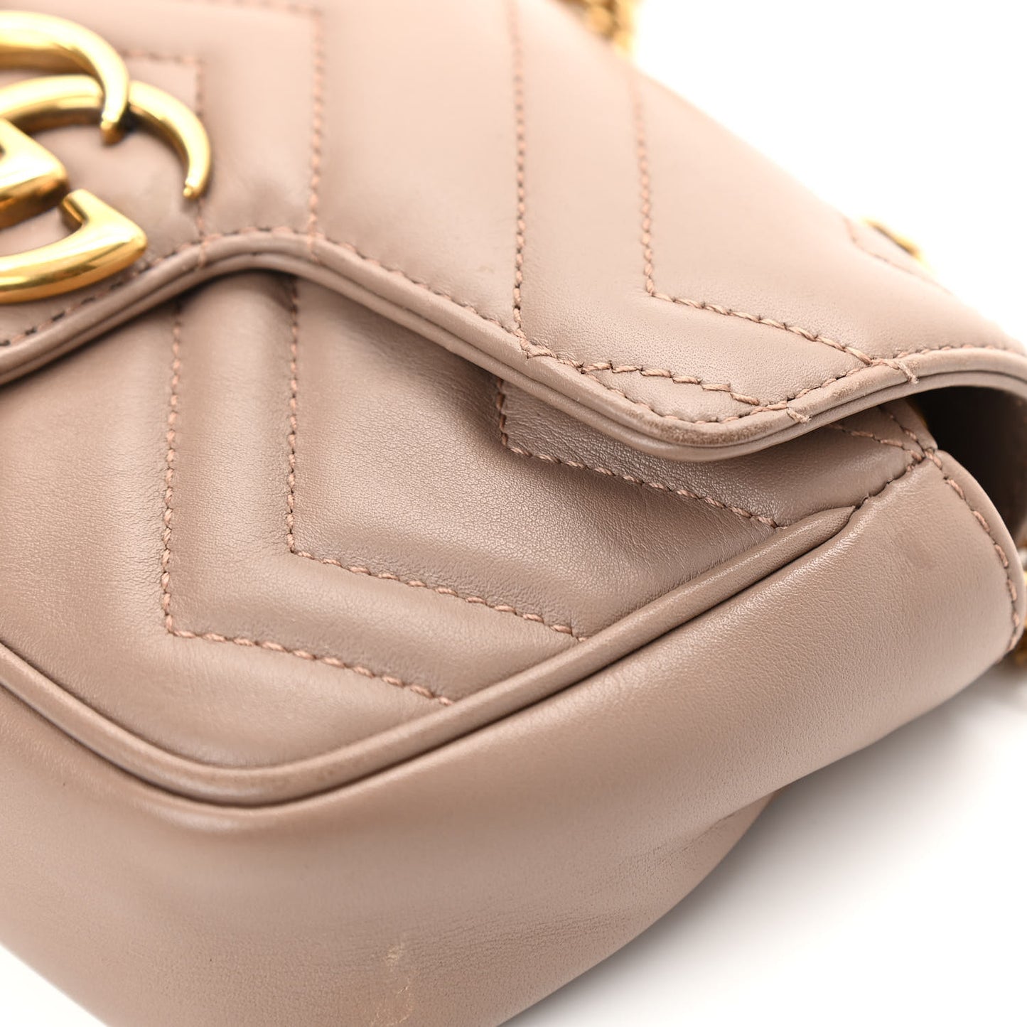 Calfskin Matelasse Super Mini GG Marmont Shoulder Bag Porcelain Rose