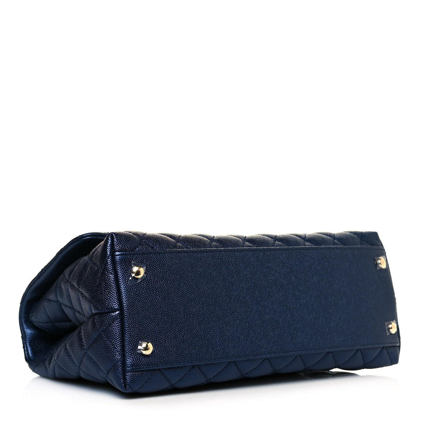 Iridescent Caviar Quilted Small Coco Handle Flap Dark Blue