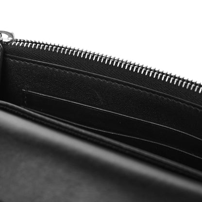 Saint Laurent Calfskin Crocodile Embossed Monogram Sunset Chain Wallet Black 10 of 10
