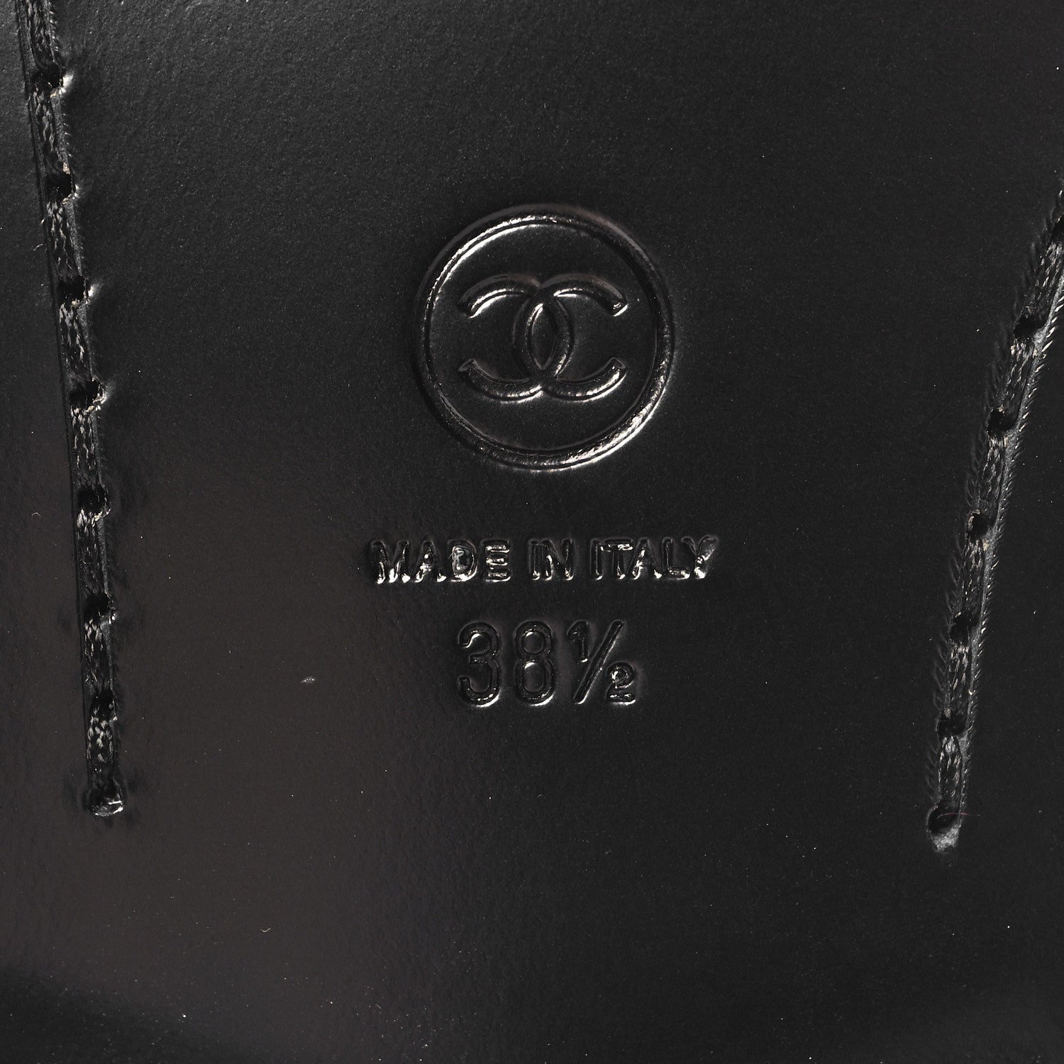 Chanel Shiny Calfskin Logo Loafers 38.5 Black 6 of 9