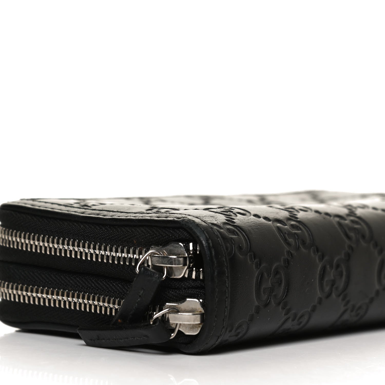 Gucci Guccissima Large Double Zip Around Wallet Black 8 of 11