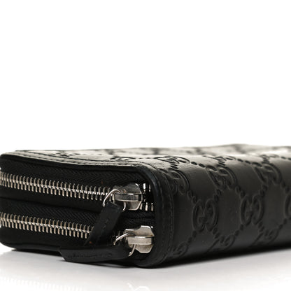 Gucci Guccissima Large Double Zip Around Wallet Black 8 of 11