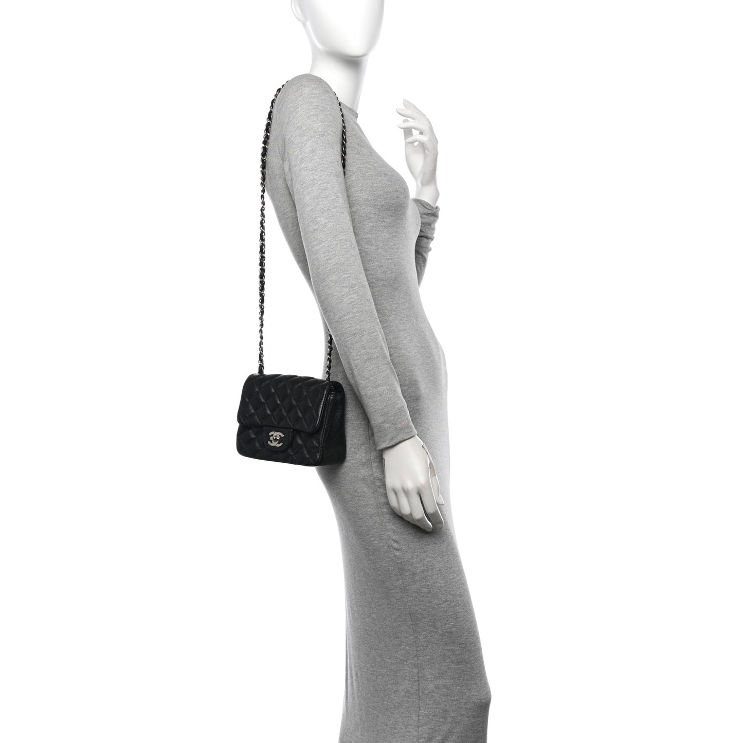 Caviar Quilted Mini Square Flap Black