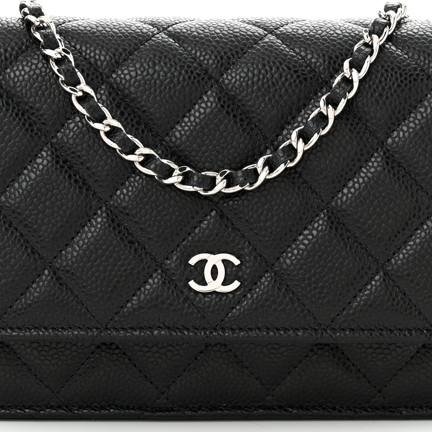 Caviar Quilted Wallet on Chain WOC Black