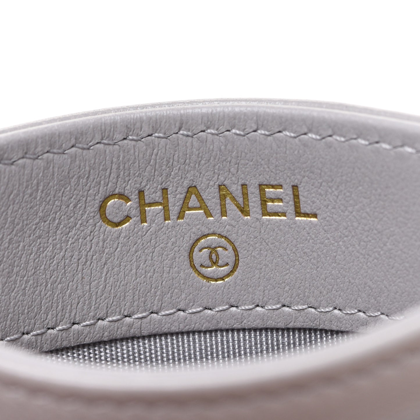 Lambskin Quilted Chanel 19 Card Holder Grey